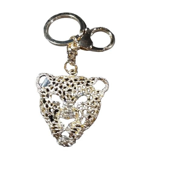 Leopard Rhinestone Keychain Luggage Purse Clip - Picture 4 of 5
